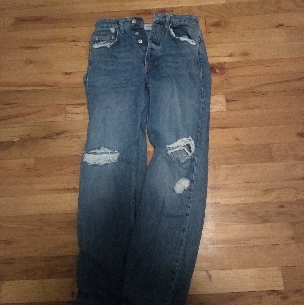 Zara high waisted ripped jeans